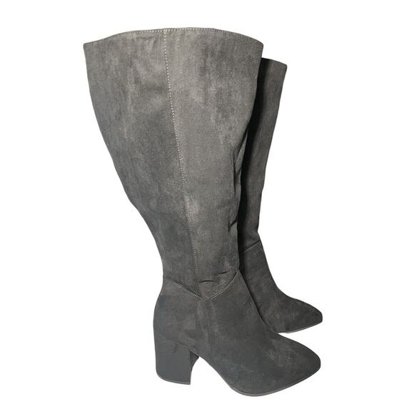 Torrid Jillian Knee High Boots Black Faux Suede Heels Wide Calf Womens 11 WW NWT - Picture 5 of 9